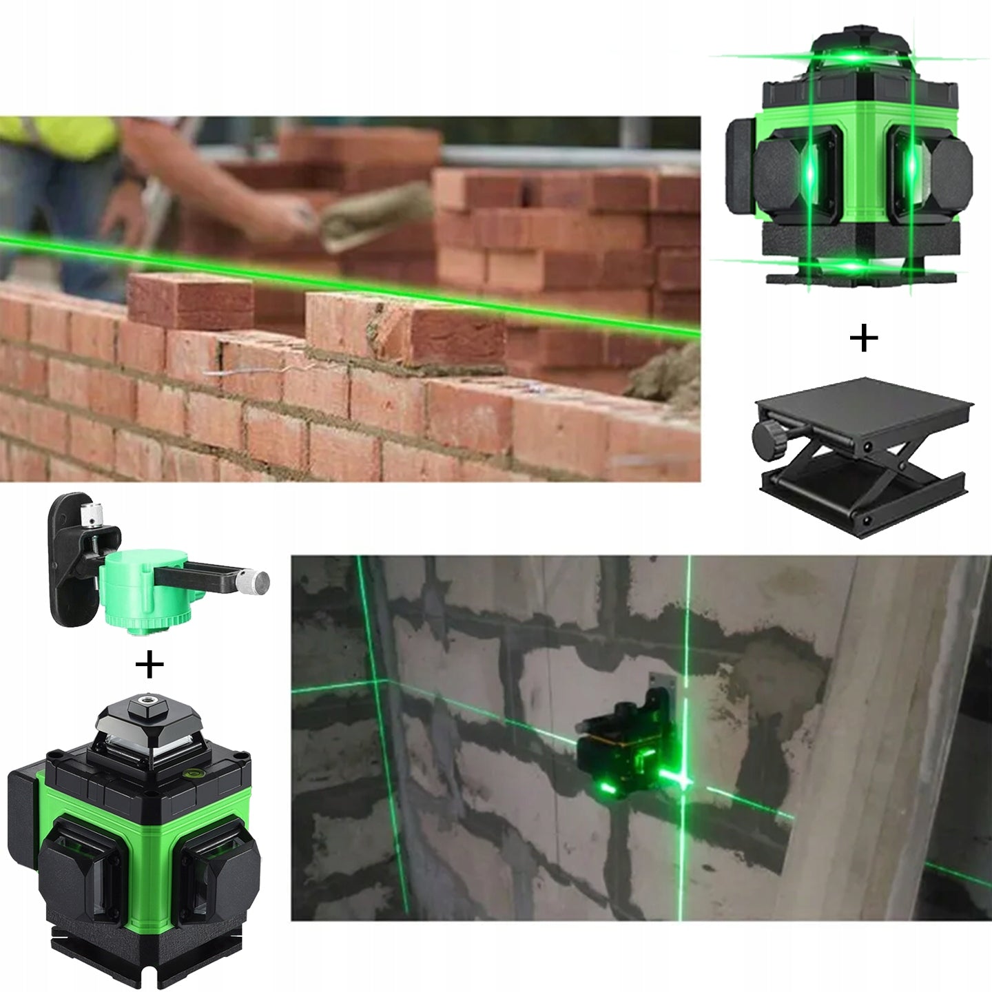 Poziomica laserowa płaszczyznowa laser krzyżowy 4D 16 linii walizka 2x aku